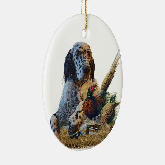 Engelse zetter met fazanten, kunst keramisch ornament (Rechts)