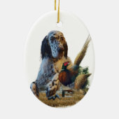 Engelse zetter met fazanten, kunst keramisch ornament (Achterkant)