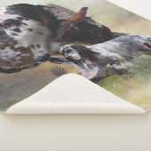 Engelse zetter met fazanten, kunst sherpa deken (3/4)