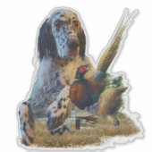Engelse zetter met fazanten, kunst sticker (Voorkant)