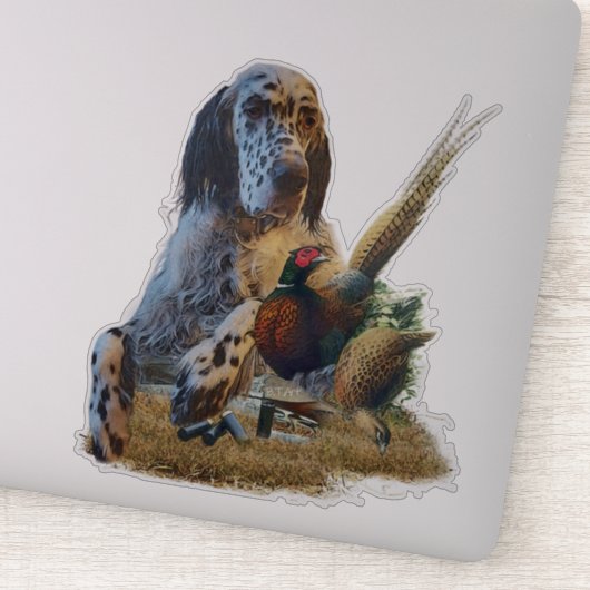 Engelse zetter met fazanten, kunst sticker (Detail)