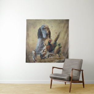 Engelse zetter met fazanten, kunst wandkleed
