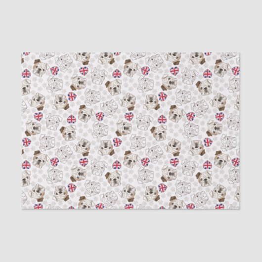 Engelstalig bulledog- & Uniefactrice-document Tissuepapier (Voorkant)