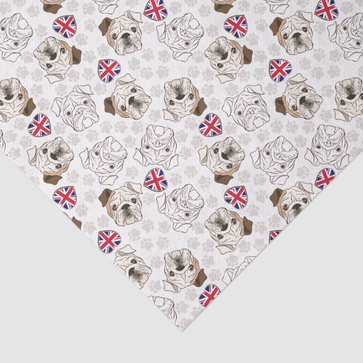 Engelstalig bulledog- & Uniefactrice-document Tissuepapier (Detail)