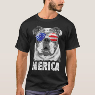 Engelstalige bulledog 4 juli Merica Mannen vs vlag T-shirt