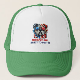 Engelstalige bulledog 4 juli Merica Sunbril USA Trucker Pet