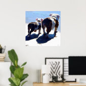 Engelstalige bulledogs alleen op het laatste Poste Poster (Thuiskantoor)