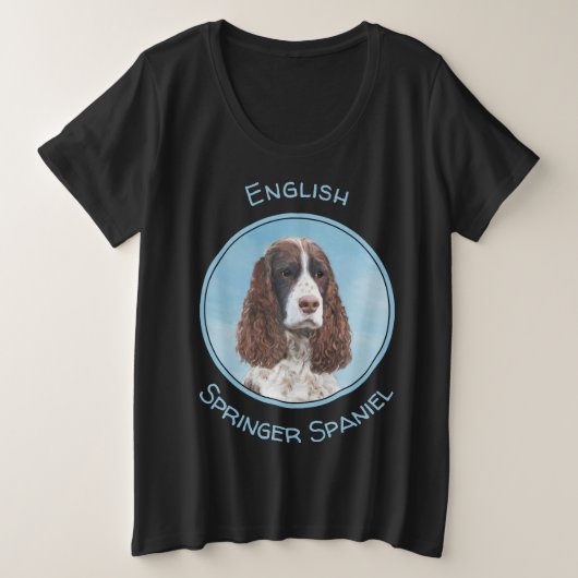 Engelstalige spaniel-schilderkunst grote maat t-shirt (Design voorkant)