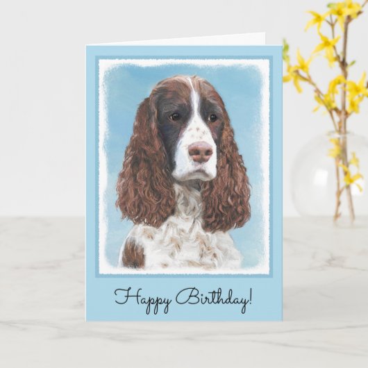 Engelstalige spaniel-schilderkunst kaart (Gele Bloem)