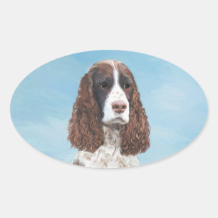 Engelstalige spaniel-schilderkunst ovale sticker
