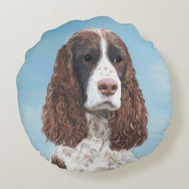 Engelstalige spaniel-schilderkunst rond kussen (Achterkant)