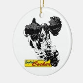 Engelstalige springversier keramisch ornament (Links)