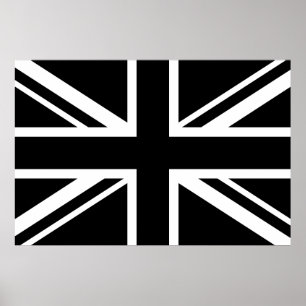 Engelstalige vlag Black White Poster