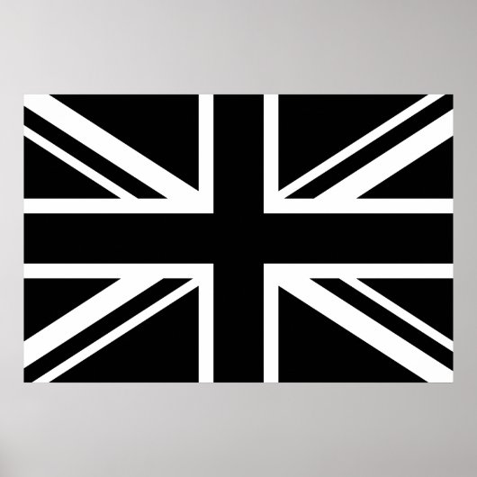 Engelstalige vlag Black White Poster (Voorkant)