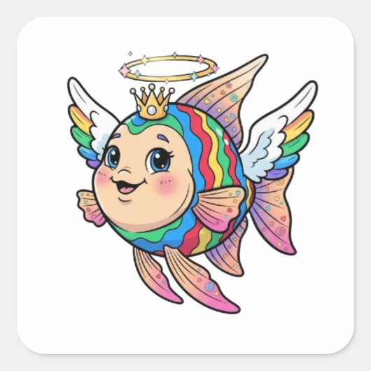 ENGELVIS VIERKANTE STICKER (Voorkant)