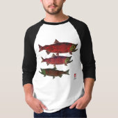 Engendrant le saumon - 3/4 T-shirt de raglan de (Devant)