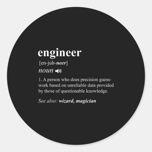 Engineer Definition Funny Engineering Mechanical C Ronde Sticker (Voorkant)