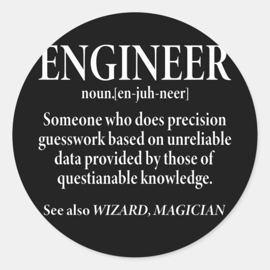Engineer Definition Funny Engineering Ronde Sticker (Voorkant)