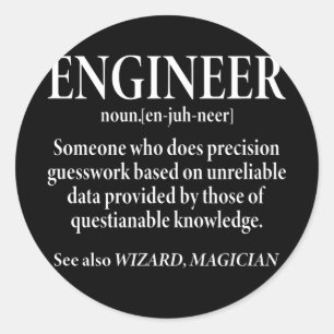 Engineer Definition Funny Engineering Ronde Sticker
