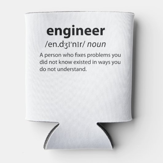 Engineer Funny Dictionary Definition Blikjeskoeler (Voorkant)