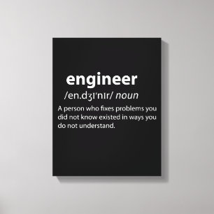 Engineer Funny Dictionary Definition Canvas Afdruk