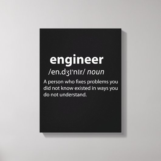 Engineer Funny Dictionary Definition Canvas Afdruk (Voorkant)