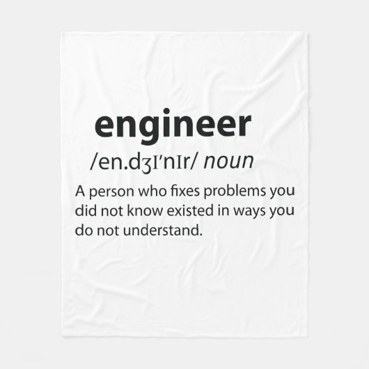 Engineer Funny Dictionary Definition Fleece Deken (Voorkant)