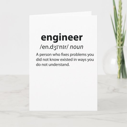Engineer Funny Dictionary Definition Kaart (Voorkant)