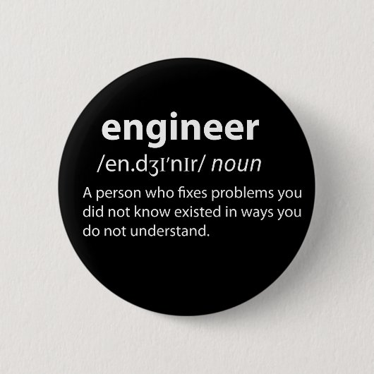 Engineer Funny Dictionary Definition Ronde Button 5,7 Cm (Voorkant)