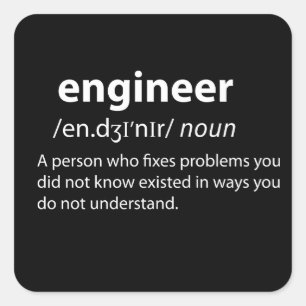 Engineer Funny Dictionary Definition Vierkante Sticker