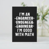 Engineer. Ik ben goed met Wiskunde RSVP Kaartje (Staand voorkant)