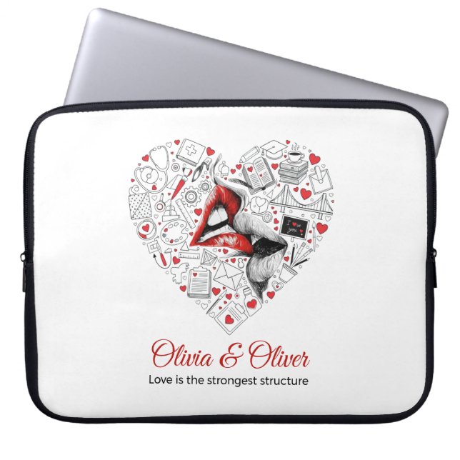 Engineer Love Strongest Structure Valentine Laptop Sleeve (Voorkant)