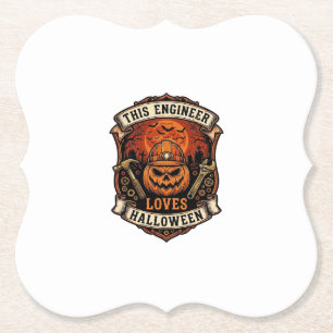 Engineer Loves Halloween Pompoen Harde Hoed Hamer  Kartonnen Onderzetters