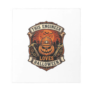 Engineer Loves Halloween Pompoen Harde Hoed Hamer Notitieblok