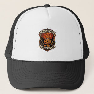 Engineer Loves Halloween Pompoen Harde Hoed Hamer Trucker Pet