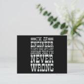 Engineer nooit verkeerd Funny Engineering Afstuder Briefkaart (Staand voorkant)