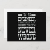 Engineer nooit verkeerd Funny Engineering Afstuder Briefkaart (Voorkant / Achterkant)