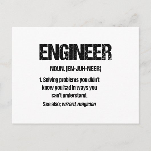 ENGINEER NOUN Funny Engineering Quottes Afstuderen Briefkaart (Voorkant)