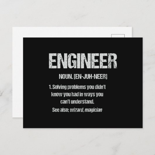 ENGINEER NOUN Funny Engineering Quottes Afstuderen Briefkaart (Voorkant / Achterkant)