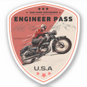 Engineer Pass Road colorda motorreis Sticker