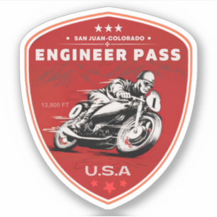 Engineer Pass Road kleurenmotorfietstrip Sticker