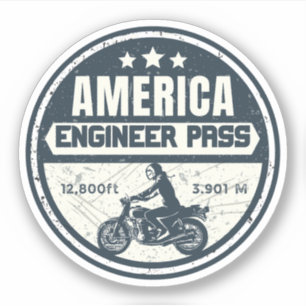 Engineer Pass Road kleurenmotorfietstrip Sticker