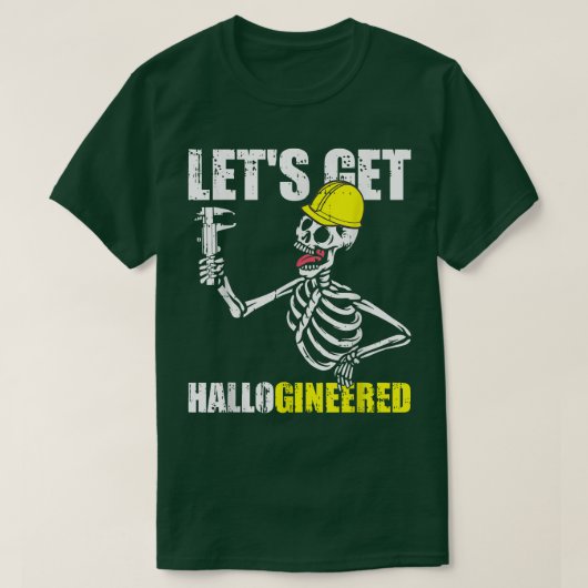 Engineer Skeleton Engineering Costume Funny Hallow T-shirt (Design voorkant)