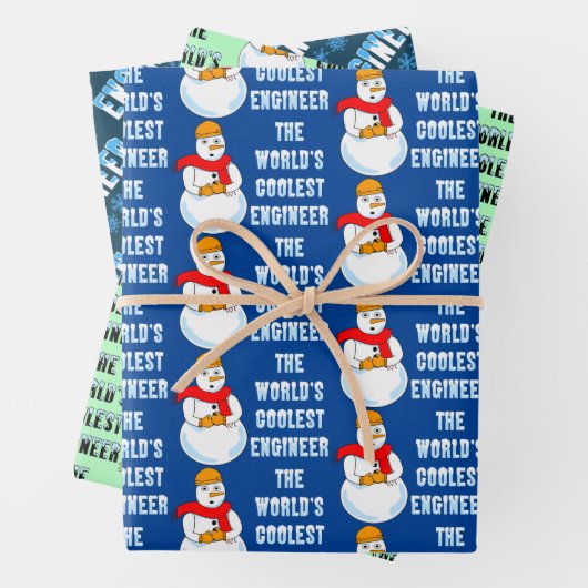 Engineer Snowman en Snowflakes Inpakpapier Vel (In situ)
