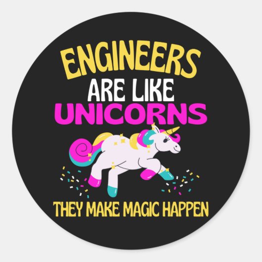 Engineer Unicorn , Magical Unicorn Engineering Ronde Sticker (Voorkant)