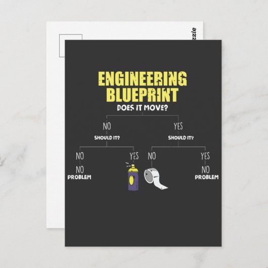 Engineering Blueprint Duct Tape Engineers Briefkaart (Voorkant / Achterkant)