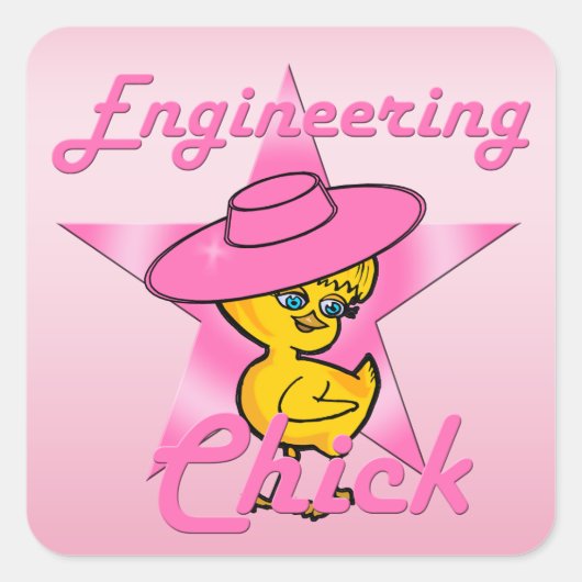Engineering Chick #8 Vierkante Sticker (Voorkant)