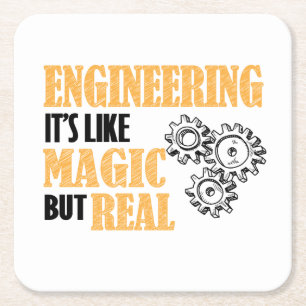 Engineering - Het is als een magische maar echt gr Vierkante Kartonnen Onderzetter