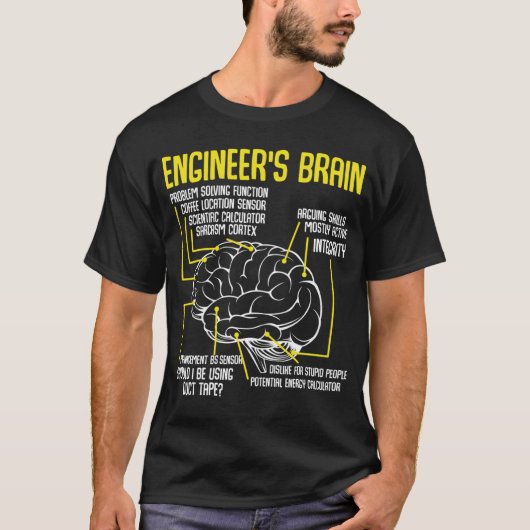 Engineer's Brain Funny Engineering Games Process T-shirt (Voorkant)