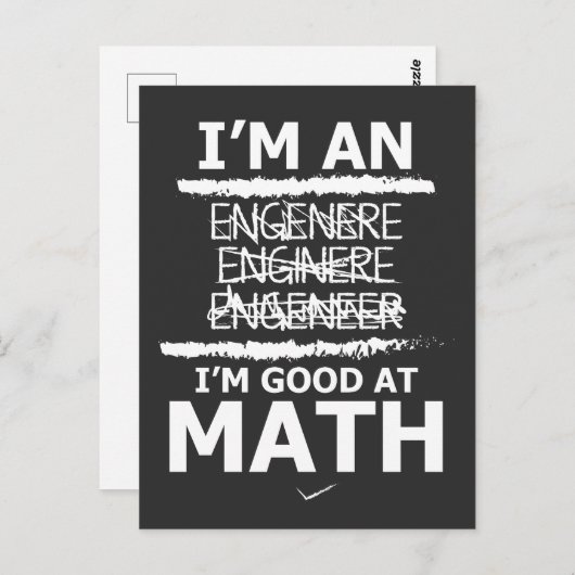 Enginere Engeneer Good bij Wiskunde Shirt Engineer Briefkaart (Voorkant / Achterkant)